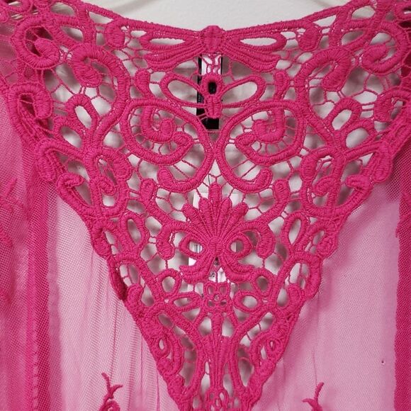Lane Bryant Kimono Womens 18-20 Sheer Lace Floral Embroidered Duster Pink NwT - Picture 4 of 6